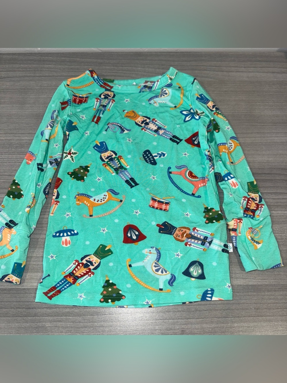 Posh Peanut Pj Top Nutcracker Christmas Tree Teal Blue Bamboo 2T Unisex